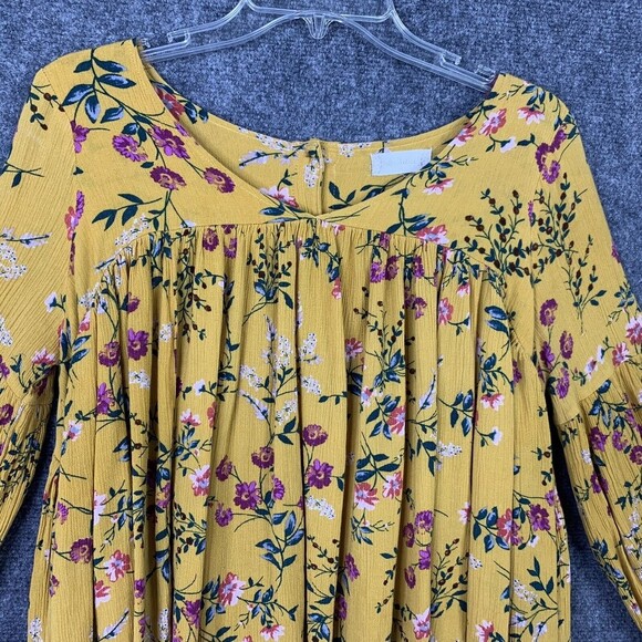 Altar’d State Boho Crop Full Top Prairie M Balloon Sleeve Button Back Floral - Picture 2 of 16